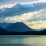 lake and mountains at sunrise