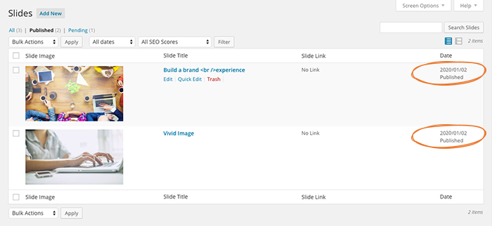 Meteor slides date screen