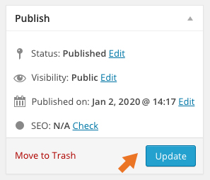 update the published date box