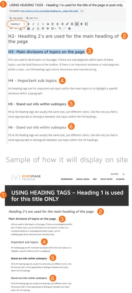 Sample-of-headings as they appear on a page