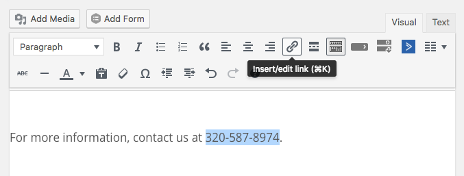 highlight the phone number in your content